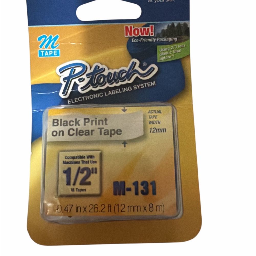 P-touch Black Print on Clear Tape